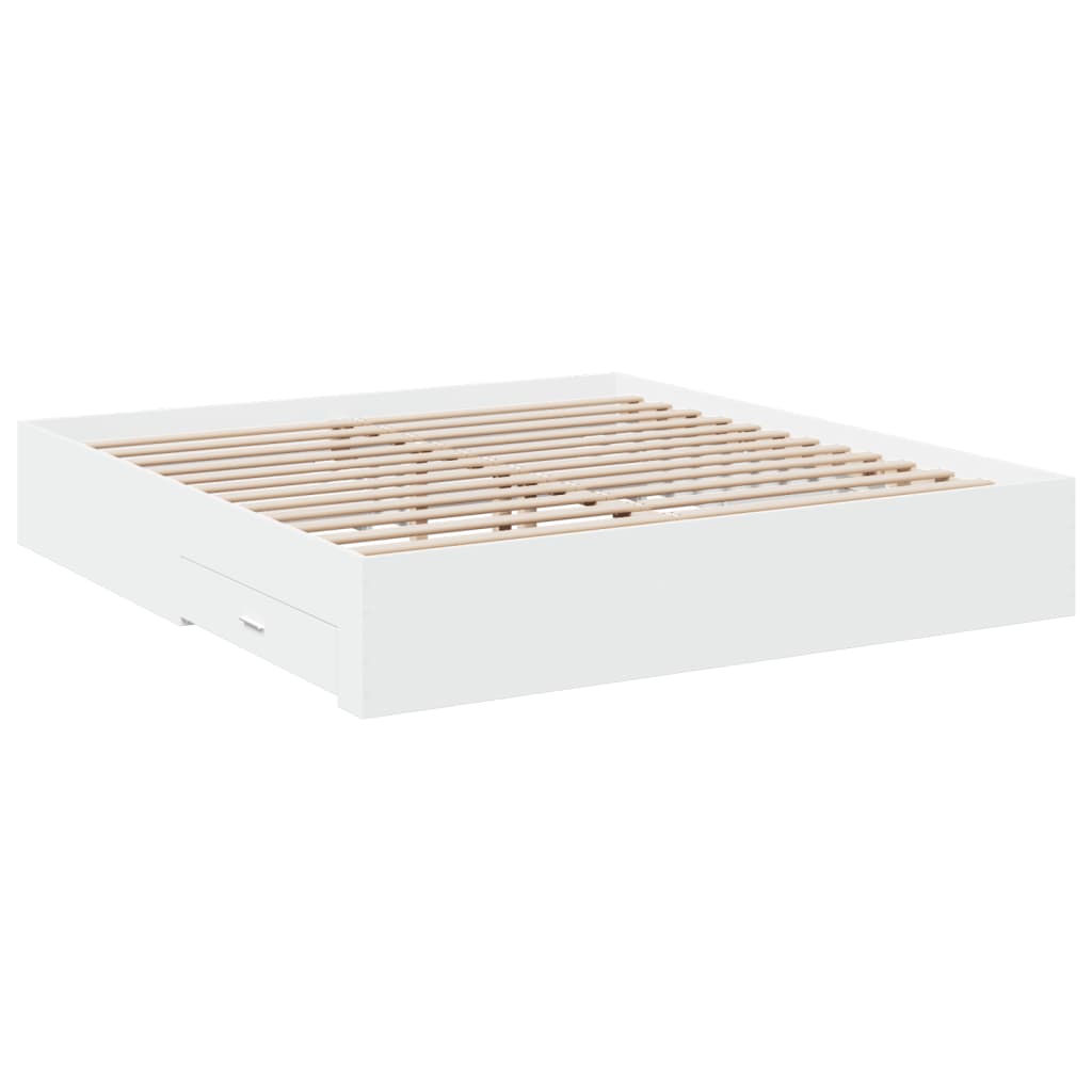 vidaXL Cadru de pat cu sertare alb 200x200 cm lemn prelucrat