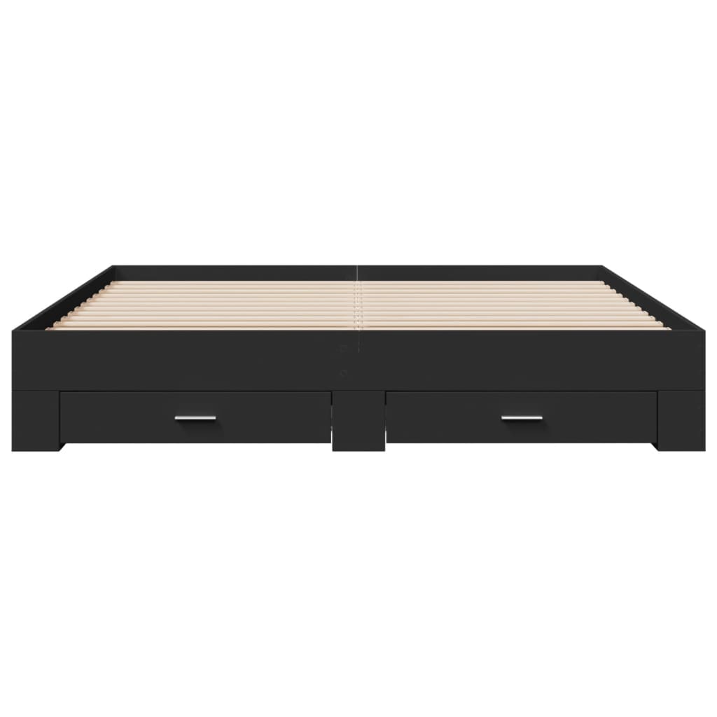 vidaXL Cadru de pat cu sertare negru 200x200 cm lemn prelucrat