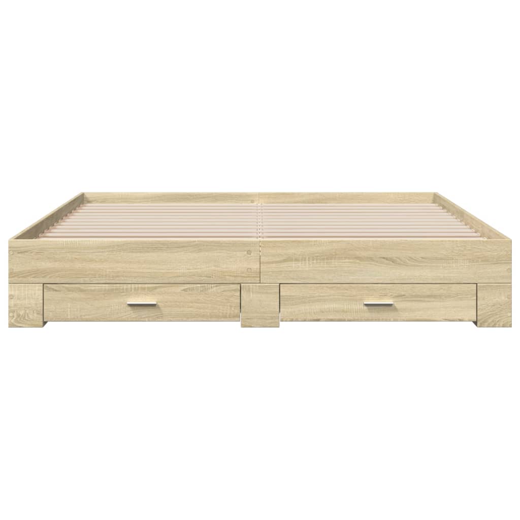 vidaXL Cadru de pat cu sertare stejar sonoma 200x200 cm lemn prelucrat