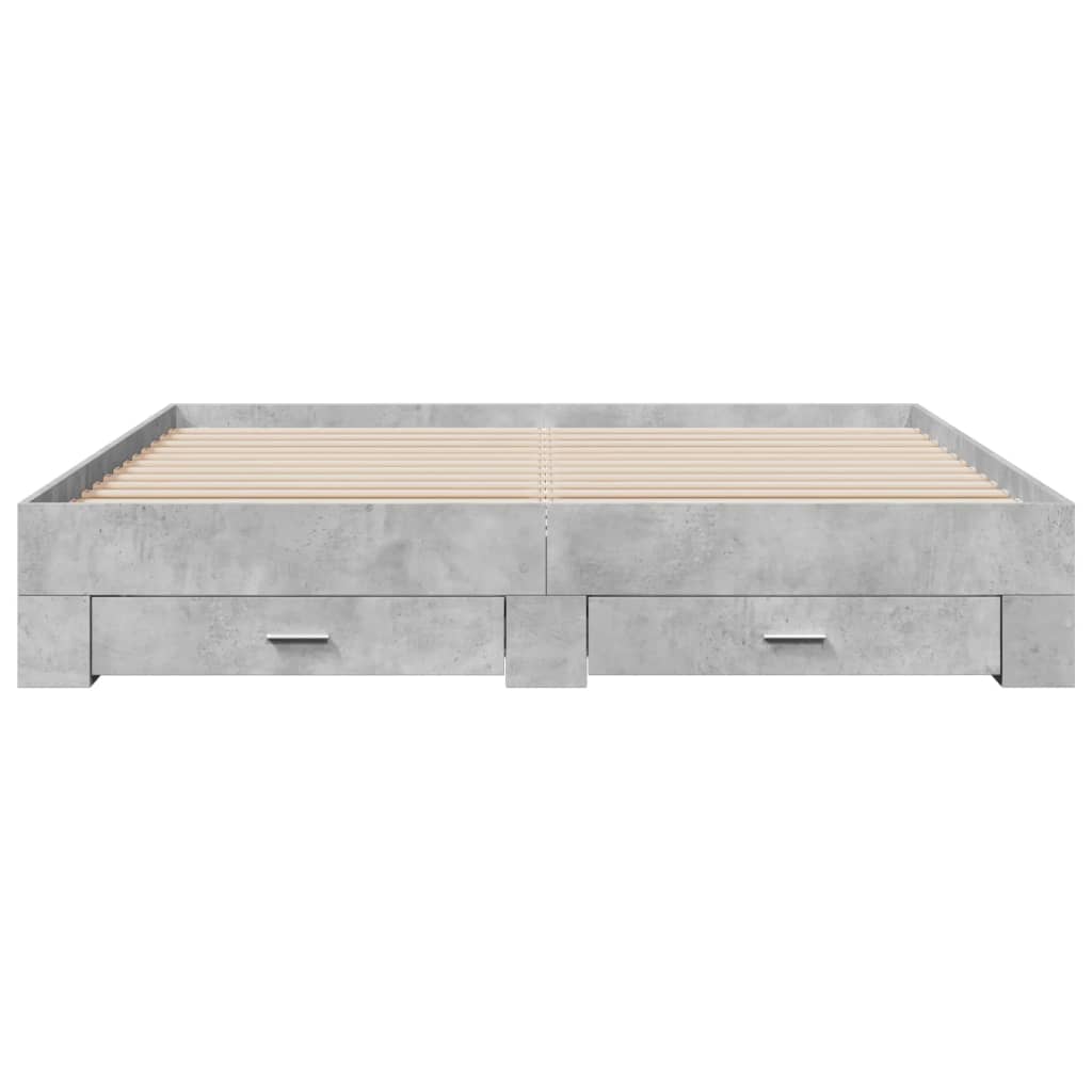 vidaXL Cadru de pat cu sertare gri beton 200x200 cm lemn prelucrat