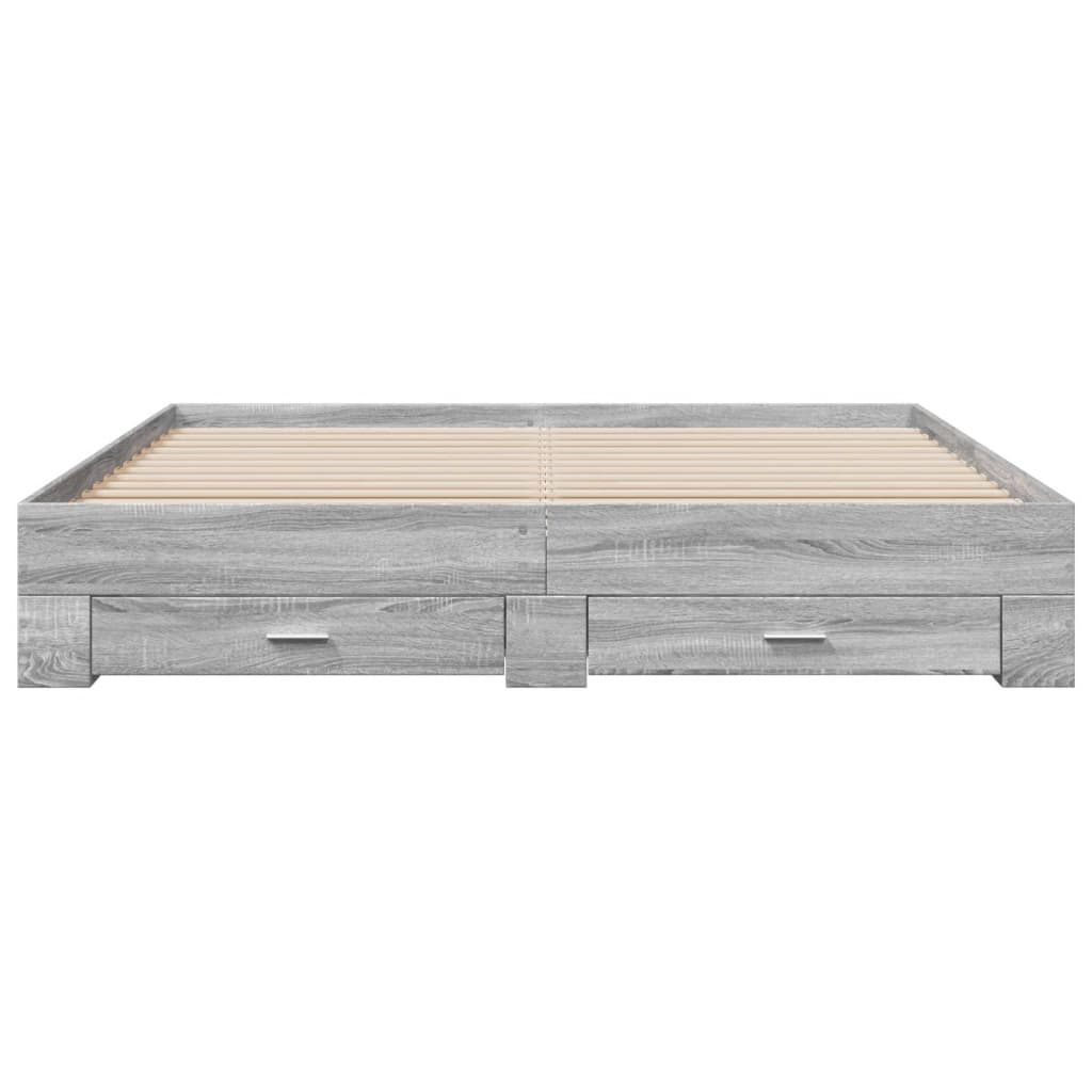 vidaXL Cadru de pat cu sertare gri sonoma 200x200 cm lemn prelucrat