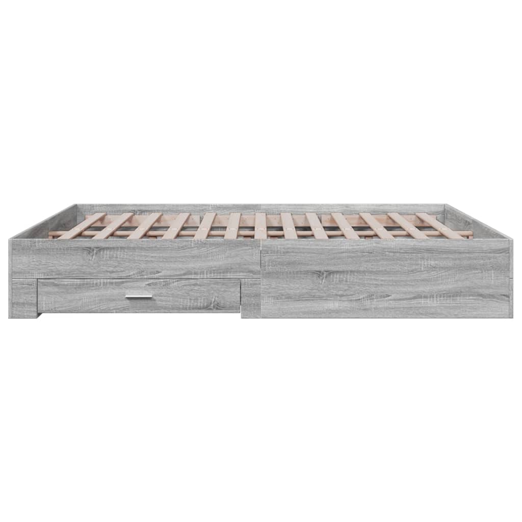 vidaXL Cadru de pat cu sertare gri sonoma 200x200 cm lemn prelucrat