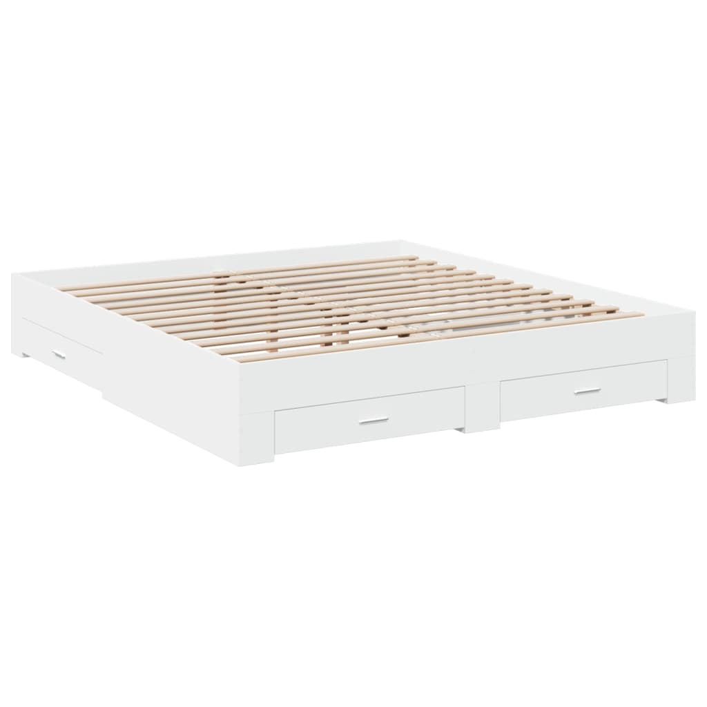 vidaXL Cadru de pat cu sertare, alb, 180x200 cm, lemn prelucrat vidaXL Cadru de pat cu sertare, alb, 180x200 cm, lemn prelucrat