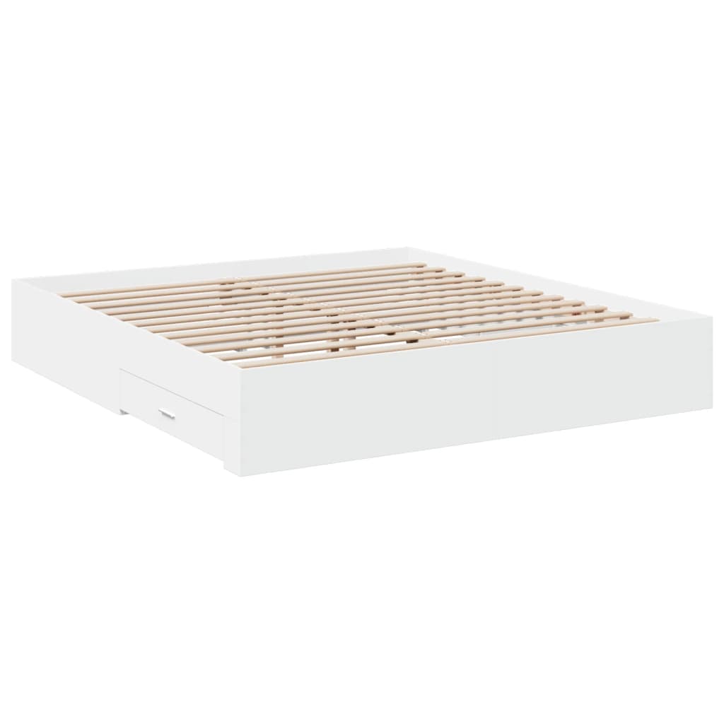 vidaXL Cadru de pat cu sertare, alb, 180x200 cm, lemn prelucrat vidaXL Cadru de pat cu sertare, alb, 180x200 cm, lemn prelucrat