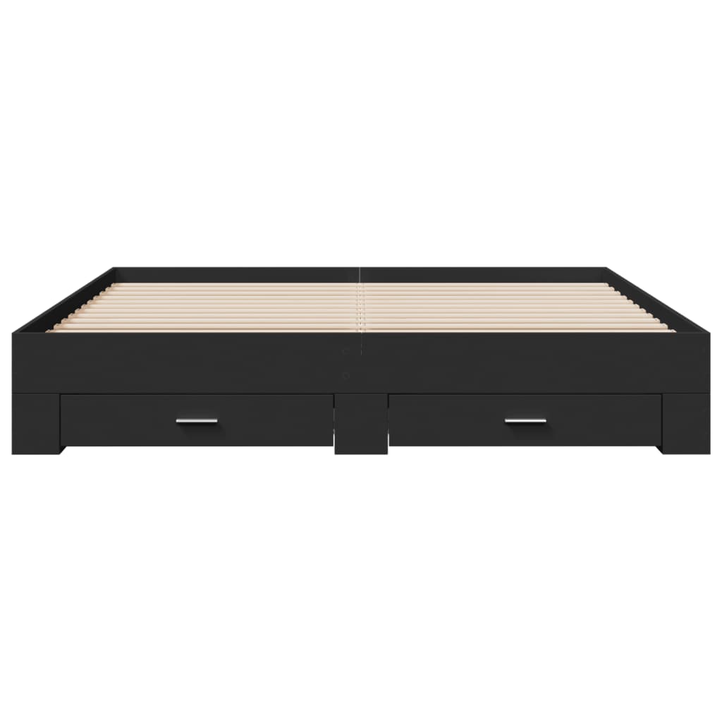vidaXL Cadru de pat cu sertare, negru, 180x200 cm, lemn prelucrat