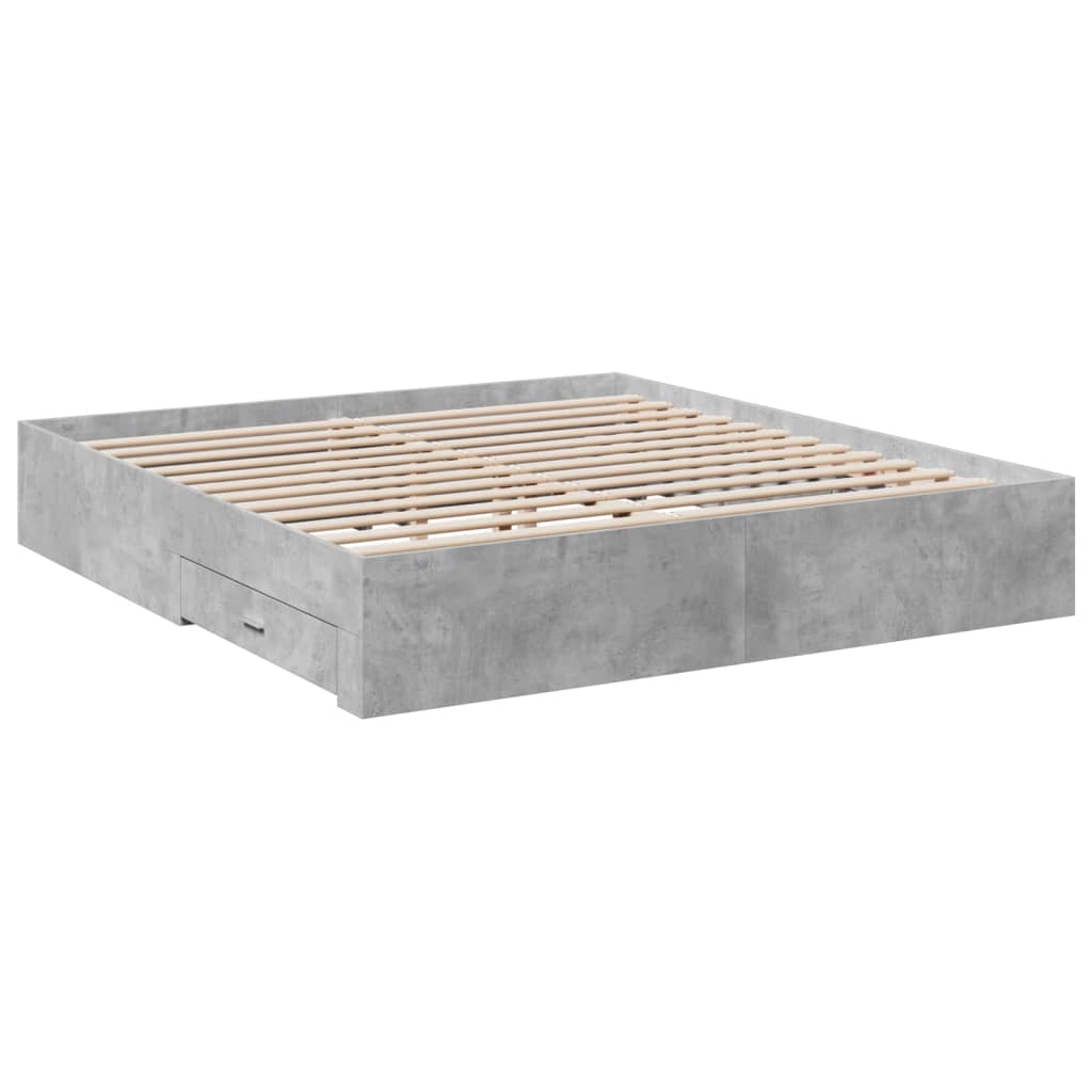 vidaXL Cadru de pat cu sertare, gri beton, 180x200 cm, lemn prelucrat vidaXL Cadru de pat cu sertare, gri beton, 180x200 cm, lemn prelucrat