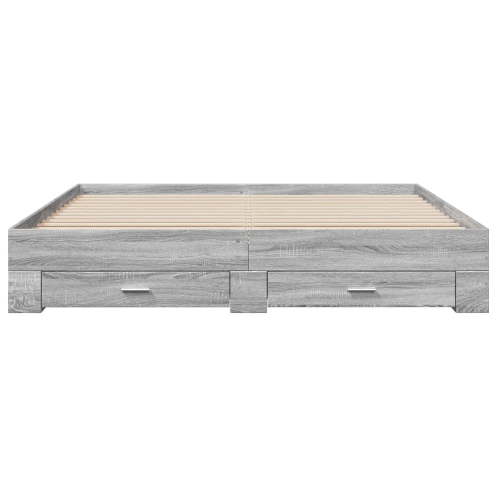 vidaXL Cadru de pat cu sertare gri sonoma 180x200 cm lemn prelucrat