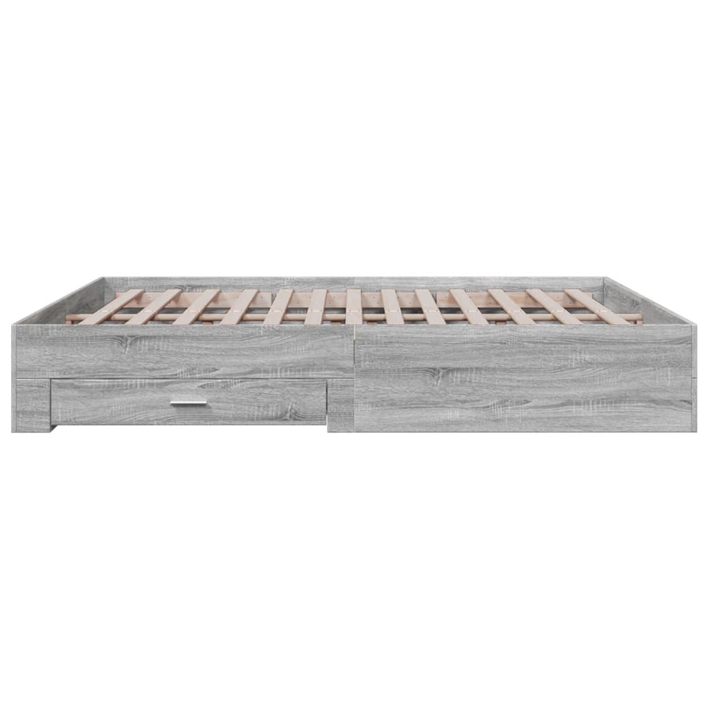 vidaXL Cadru de pat cu sertare gri sonoma 180x200 cm lemn prelucrat