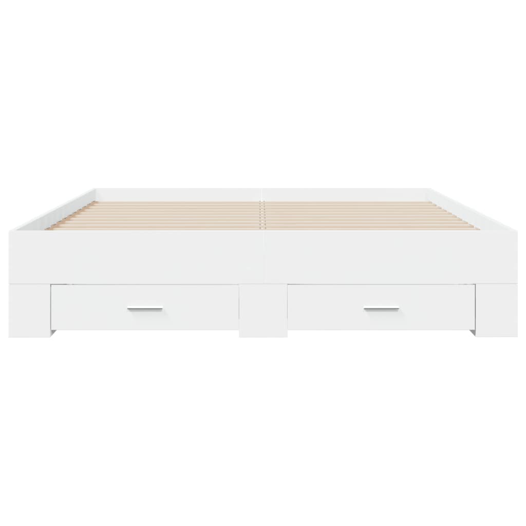 vidaXL Cadru de pat cu sertare, alb, 160x200 cm, lemn prelucrat