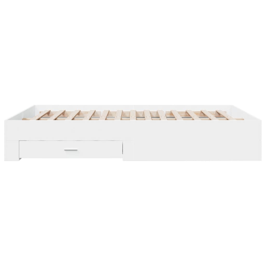 vidaXL Cadru de pat cu sertare, alb, 160x200 cm, lemn prelucrat