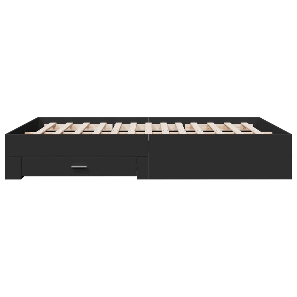 vidaXL Cadru de pat cu sertare, negru, 160x200 cm, lemn prelucrat