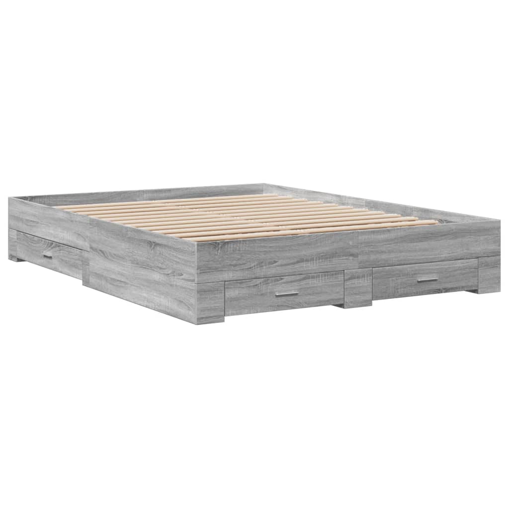 vidaXL Cadru de pat cu sertare, gri sonoma, 160x200 cm lemn prelucrat vidaXL Cadru de pat cu sertare, gri sonoma, 160x200 cm lemn prelucrat