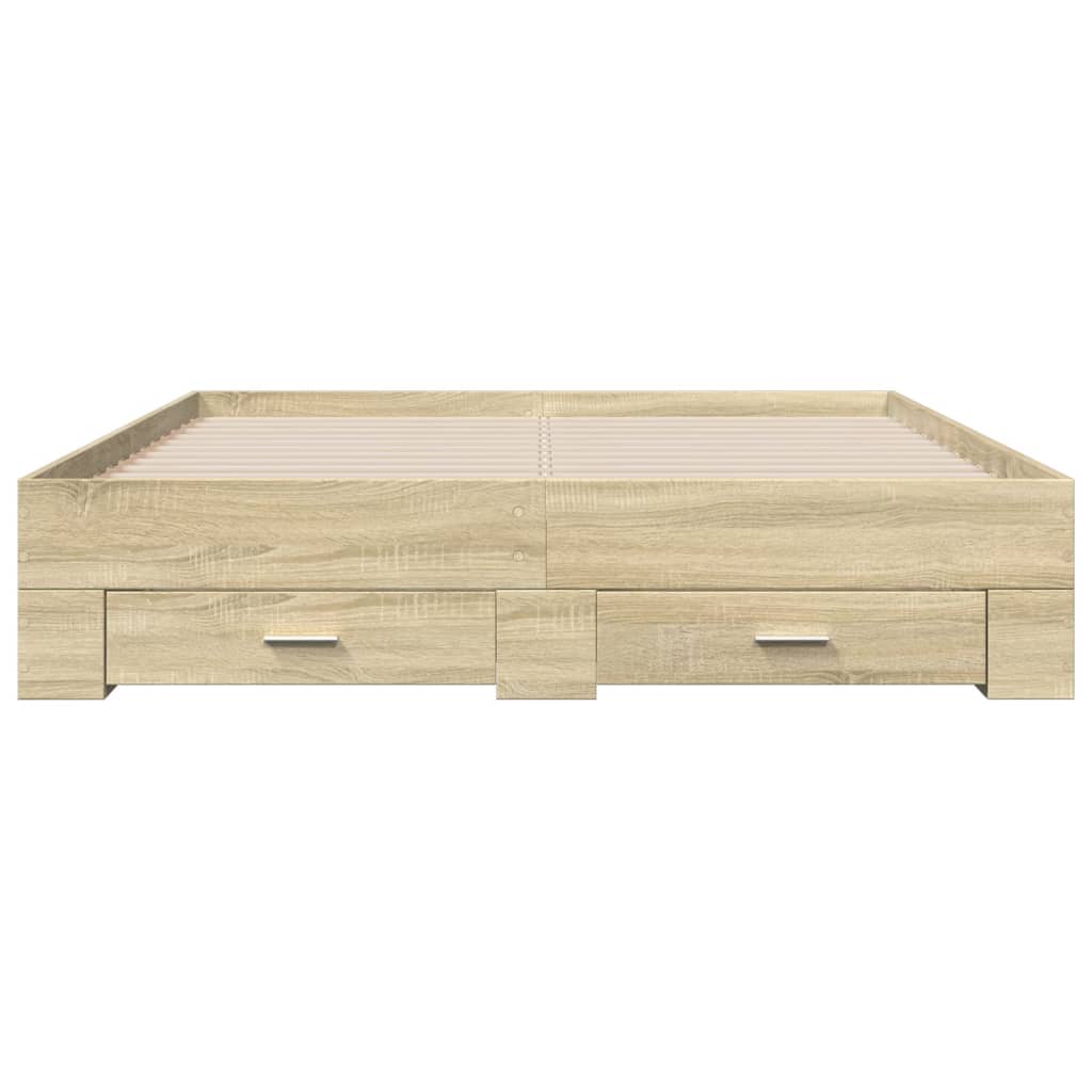 vidaXL Cadru de pat cu sertare stejar sonoma 150x200 cm lemn prelucrat