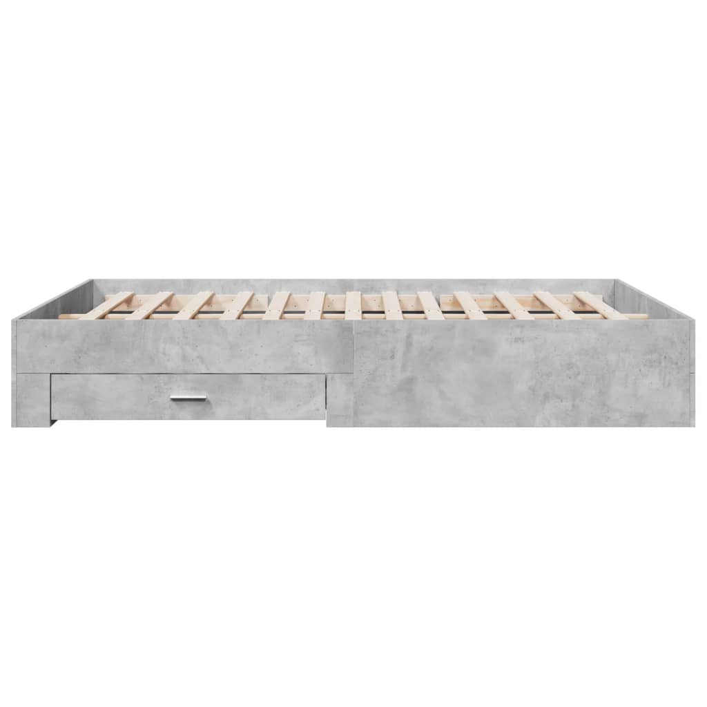 vidaXL Cadru de pat cu sertare, gri beton, 150x200 cm, lemn prelucrat