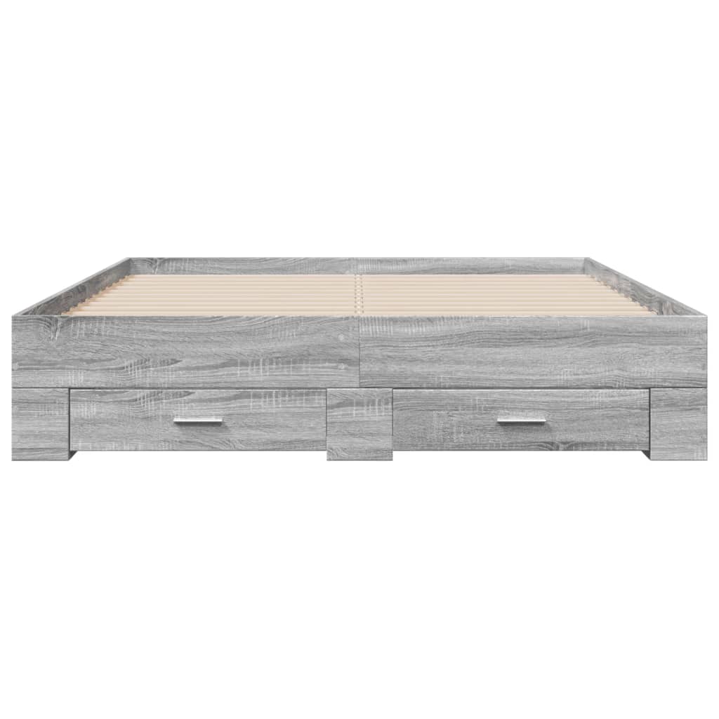 vidaXL Cadru de pat cu sertare gri sonoma 150x200 cm lemn prelucrat