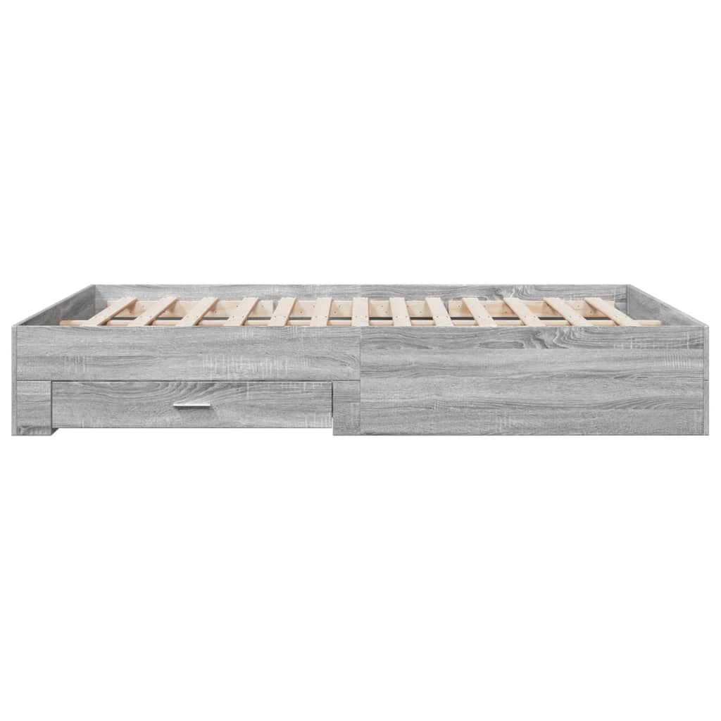 vidaXL Cadru de pat cu sertare gri sonoma 150x200 cm lemn prelucrat