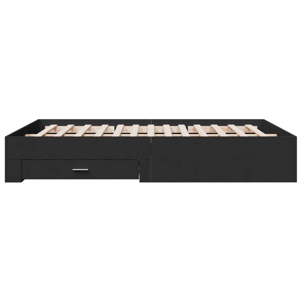 vidaXL Cadru de pat cu sertare, negru, 140x200 cm, lemn prelucrat vidaXL Cadru de pat cu sertare, negru, 140x200 cm, lemn prelucrat