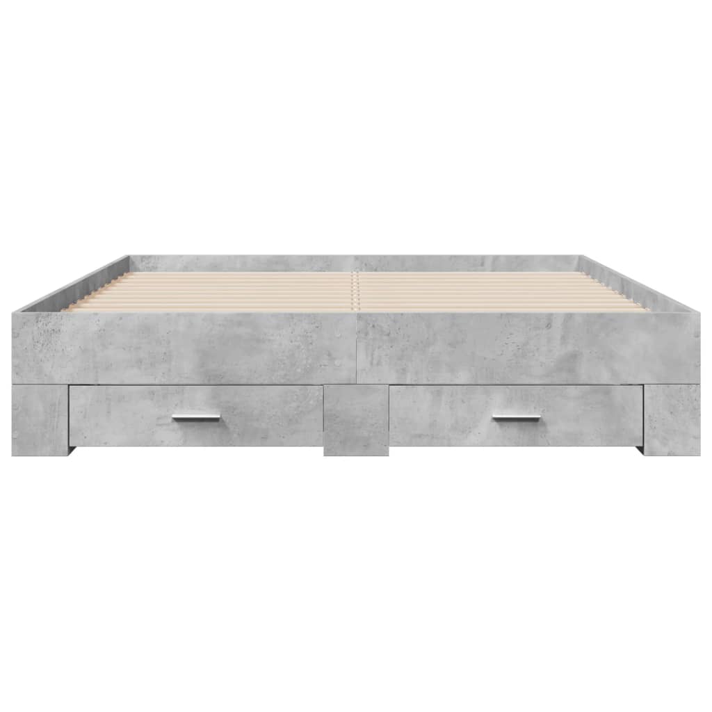 vidaXL Cadru de pat cu sertare, gri beton, 140x200 cm, lemn prelucrat vidaXL Cadru de pat cu sertare, gri beton, 140x200 cm, lemn prelucrat