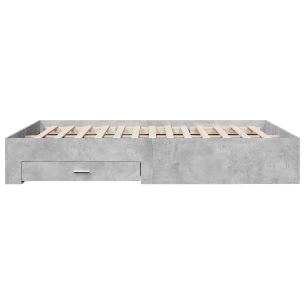 vidaXL Cadru de pat cu sertare, gri beton, 140x200 cm, lemn prelucrat vidaXL Cadru de pat cu sertare, gri beton, 140x200 cm, lemn prelucrat