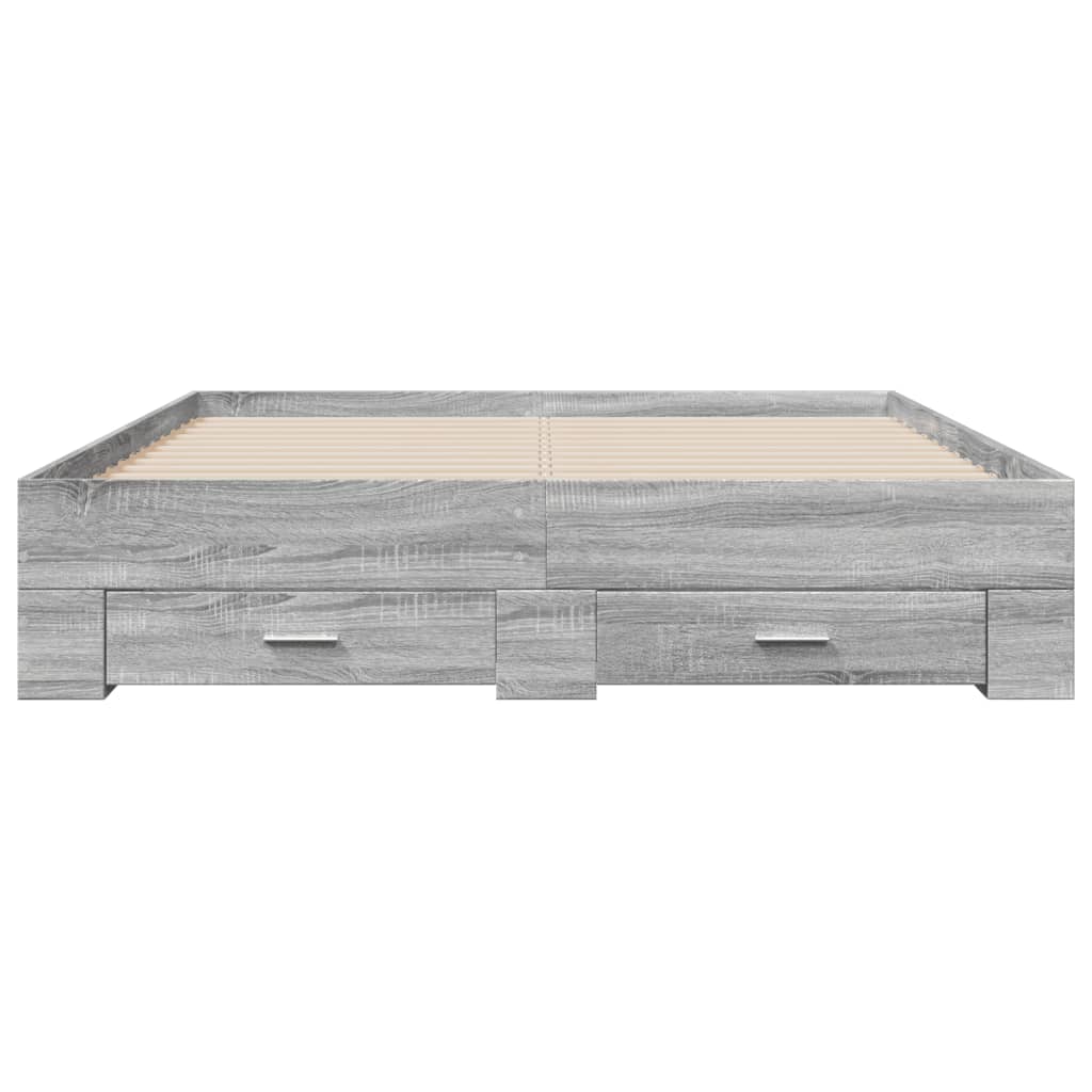 vidaXL Cadru de pat cu sertare gri sonoma 140x200 cm lemn prelucrat