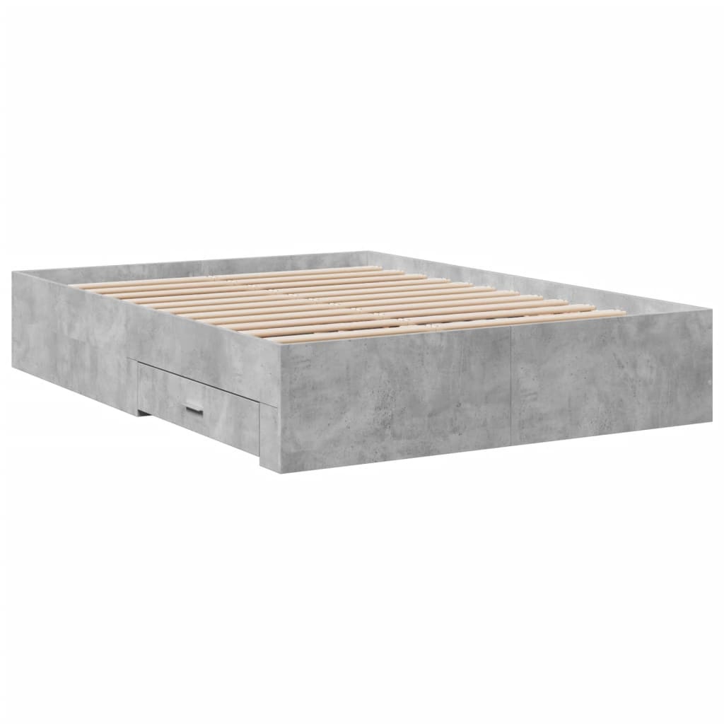 vidaXL Cadru de pat cu sertare, gri beton, 120x200 cm, lemn prelucrat