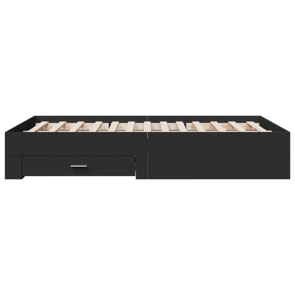 vidaXL Cadru de pat cu sertare, negru, 140x190 cm, lemn prelucrat vidaXL Cadru de pat cu sertare, negru, 140x190 cm, lemn prelucrat