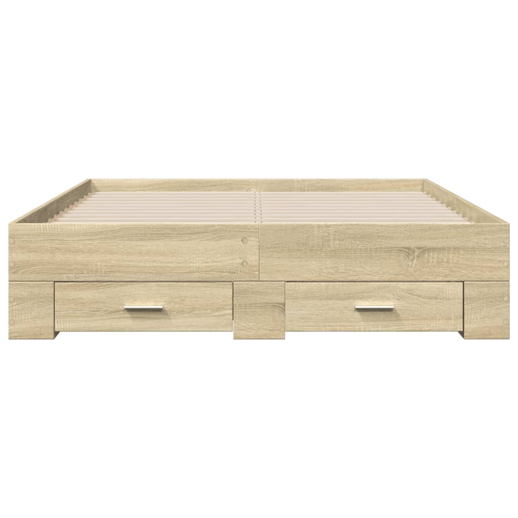 vidaXL Cadru de pat cu sertare stejar sonoma 140x190 cm lemn prelucrat