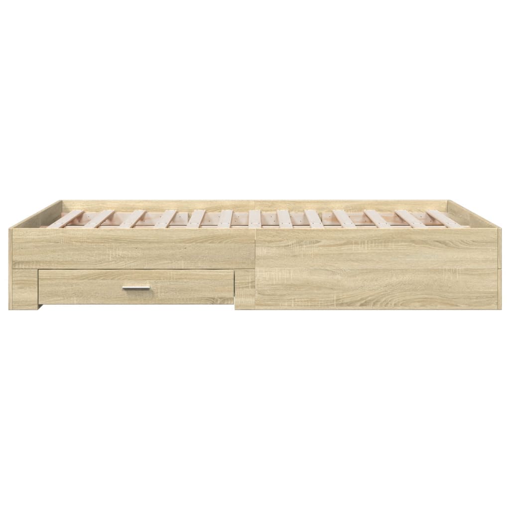 vidaXL Cadru de pat cu sertare stejar sonoma 140x190 cm lemn prelucrat