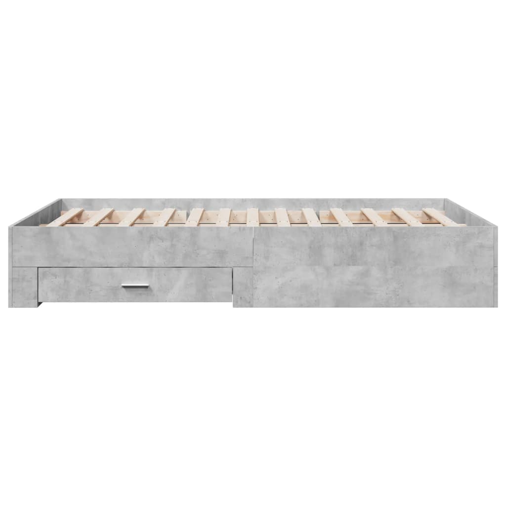 vidaXL Cadru de pat cu sertare, gri beton, 140x190 cm, lemn prelucrat vidaXL Cadru de pat cu sertare, gri beton, 140x190 cm, lemn prelucrat