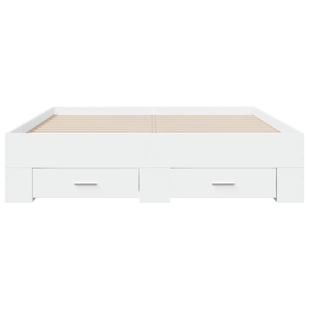 vidaXL Cadru de pat cu sertare, alb, 135x190 cm, lemn prelucrat