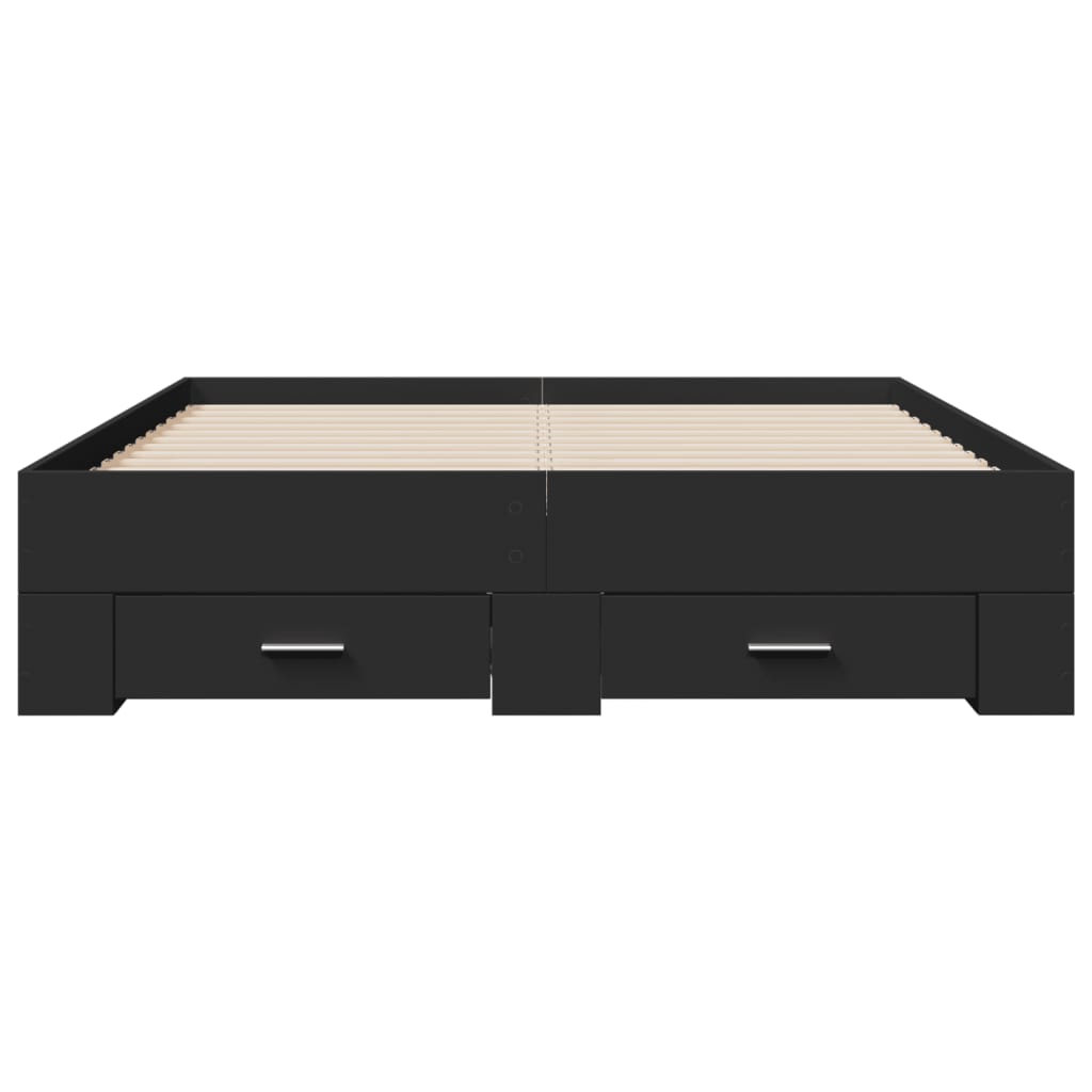 vidaXL Cadru de pat cu sertare, negru, 120x190 cm, lemn prelucrat vidaXL Cadru de pat cu sertare, negru, 120x190 cm, lemn prelucrat