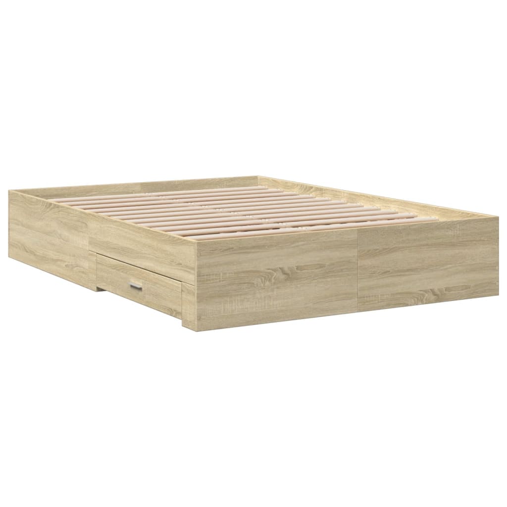vidaXL Cadru de pat cu sertare stejar sonoma 120x190 cm lemn prelucrat