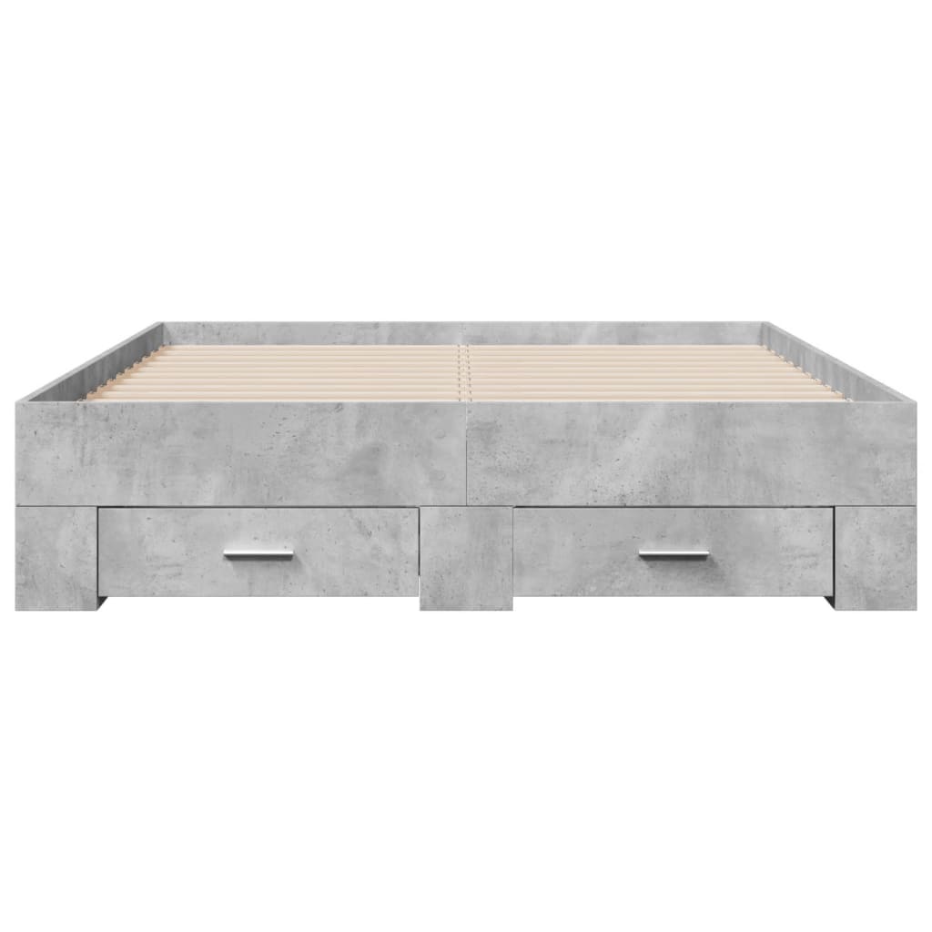 vidaXL Cadru de pat cu sertare, gri beton, 120x190 cm, lemn prelucrat