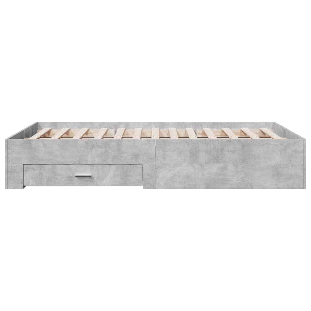vidaXL Cadru de pat cu sertare, gri beton, 120x190 cm, lemn prelucrat