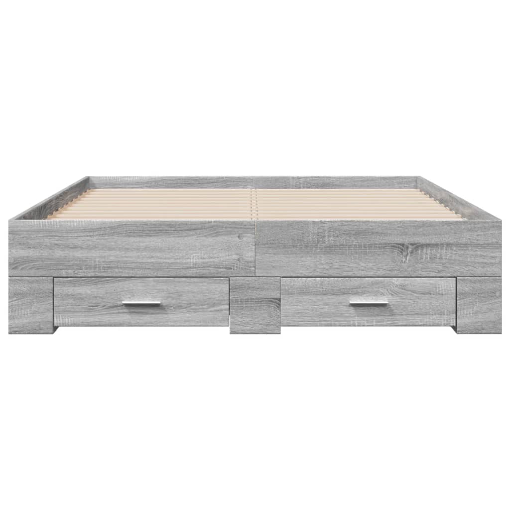 vidaXL Cadru de pat cu sertare gri sonoma 120x190 cm lemn prelucrat