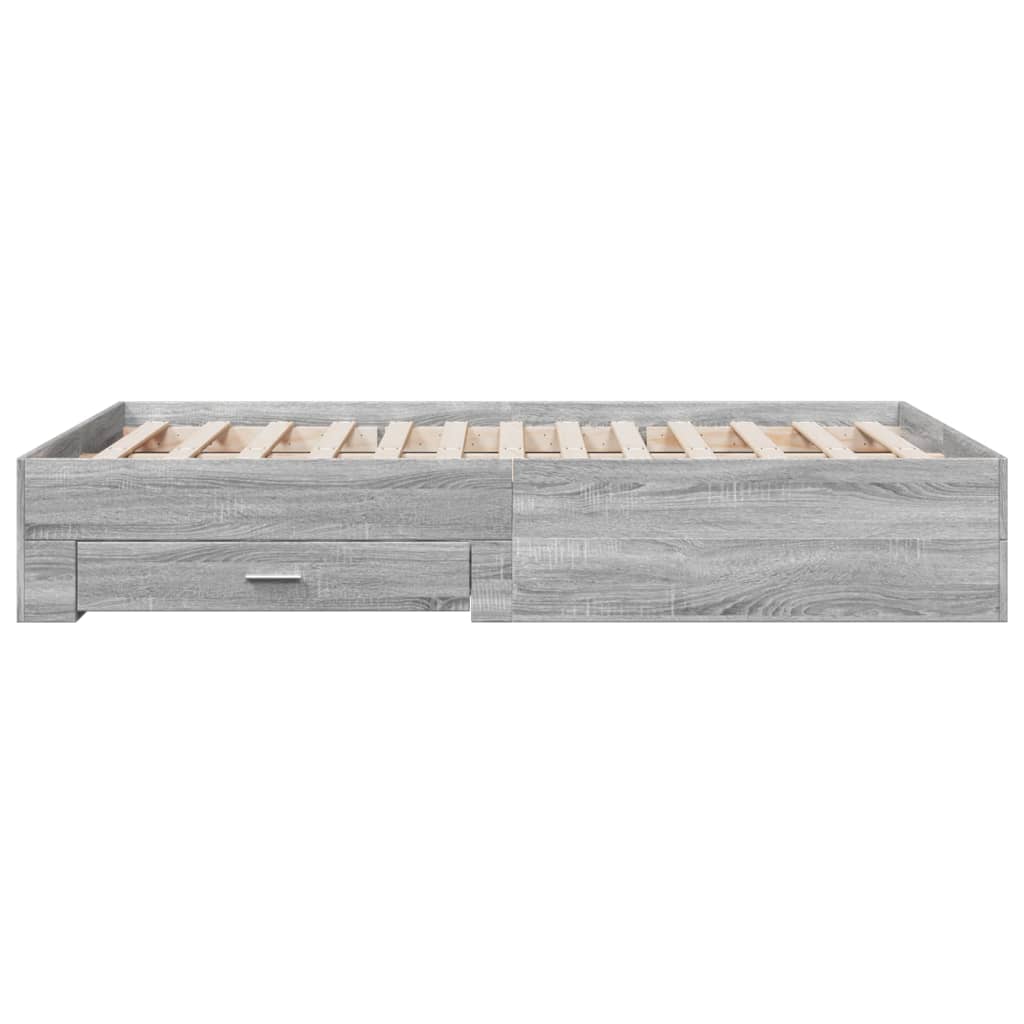 vidaXL Cadru de pat cu sertare gri sonoma 120x190 cm lemn prelucrat