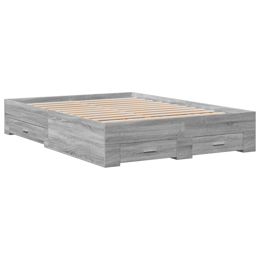 vidaXL Cadru de pat cu sertare gri sonoma 120x190 cm lemn prelucrat