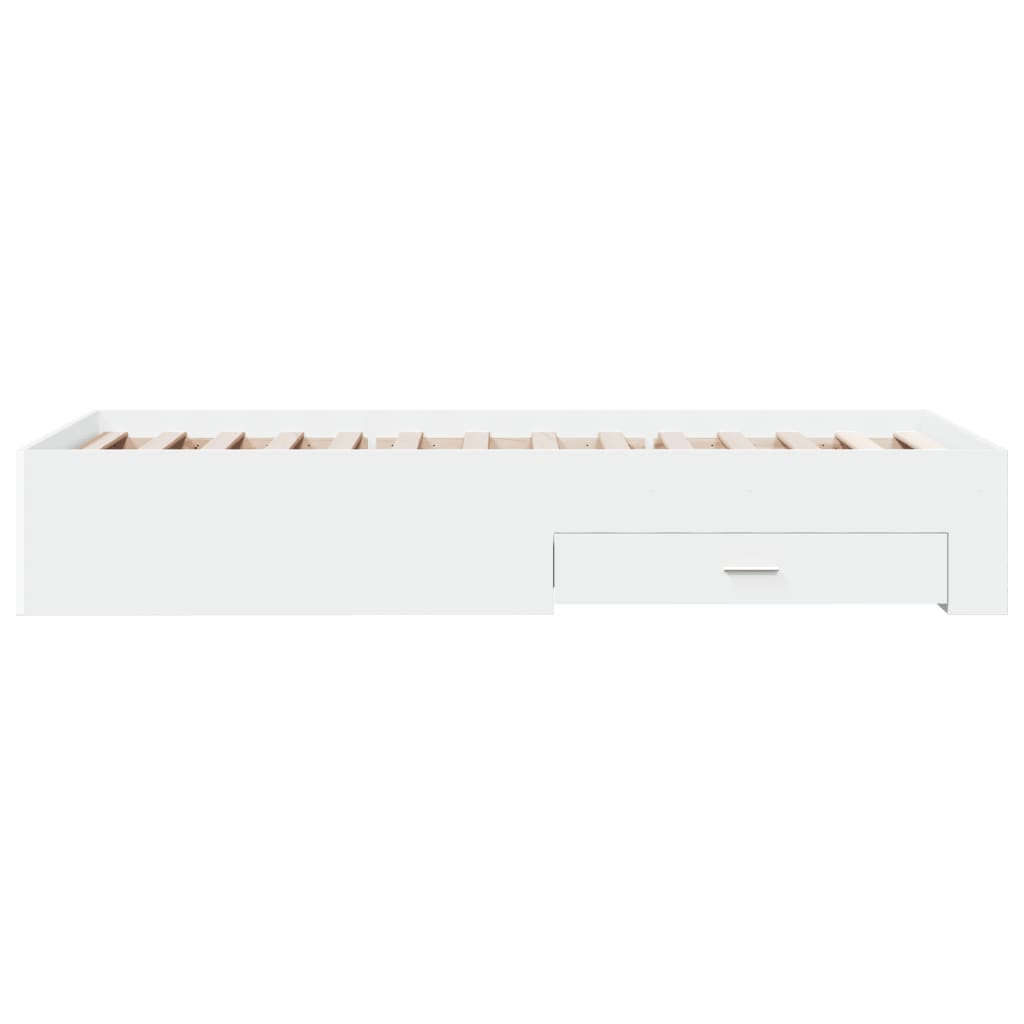vidaXL Cadru de pat cu sertare, alb, 100x200 cm, lemn prelucrat vidaXL Cadru de pat cu sertare, alb, 100x200 cm, lemn prelucrat