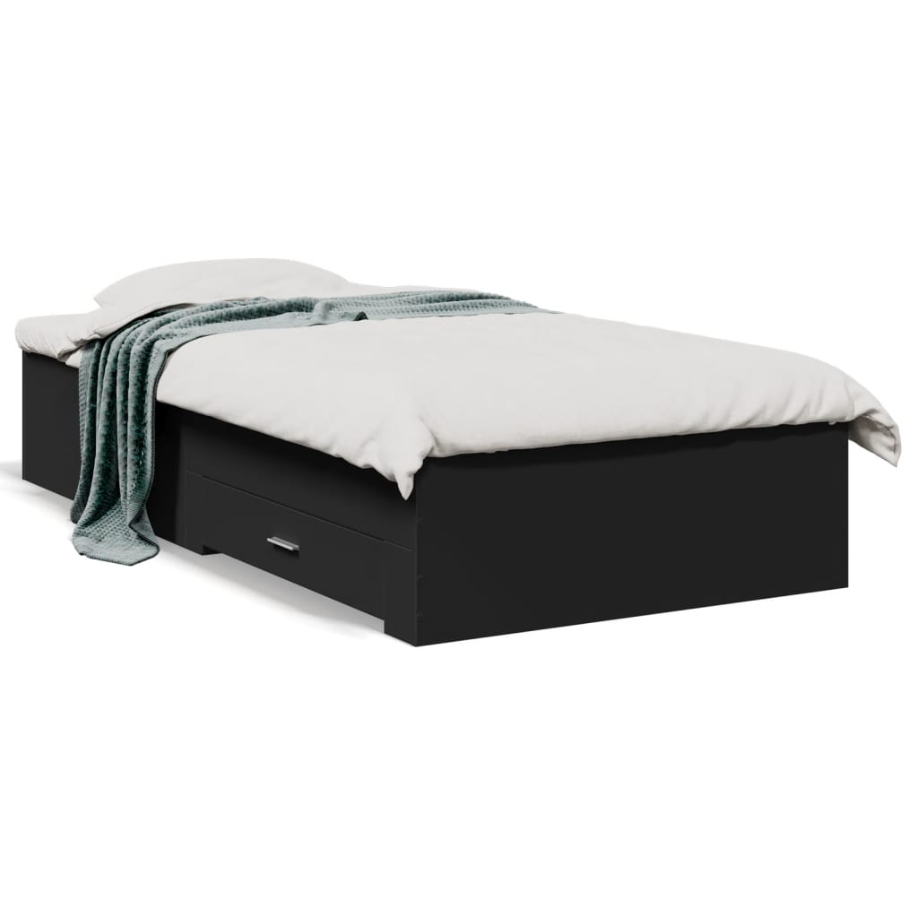 vidaXL Cadru de pat cu sertare, negru, 100x200 cm, lemn prelucrat vidaXL Cadru de pat cu sertare, negru, 100x200 cm, lemn prelucrat