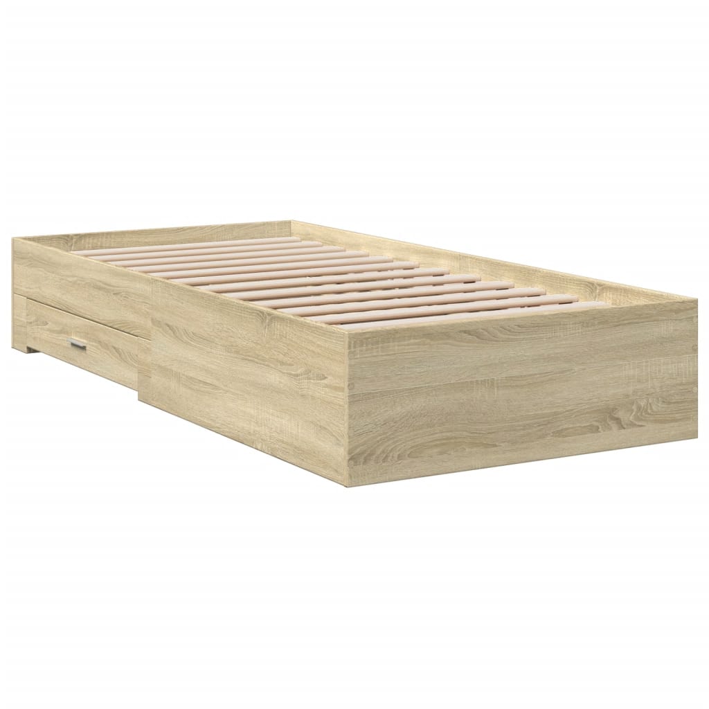 vidaXL Cadru de pat cu sertare stejar sonoma 100x200 cm lemn prelucrat