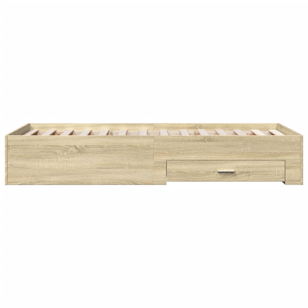 vidaXL Cadru de pat cu sertare stejar sonoma 100x200 cm lemn prelucrat