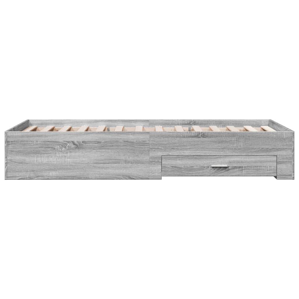 vidaXL Cadru de pat cu sertare gri sonoma 90x200 cm lemn prelucrat