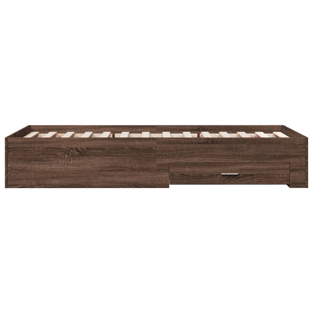 vidaXL Cadru de pat cu sertare, stejar maro, 90x200 cm lemn prelucrat