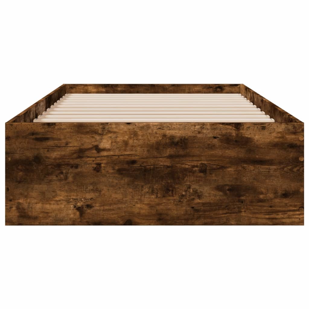 vidaXL Cadru de pat cu sertare stejar fumuriu 90x190 cm lemn prelucrat