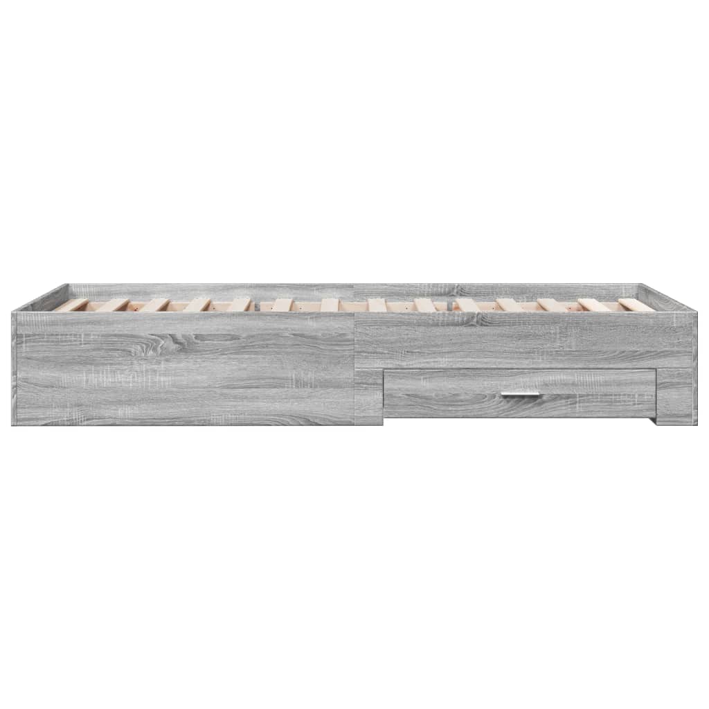 vidaXL Cadru de pat cu sertare gri sonoma 90x190 cm lemn prelucrat