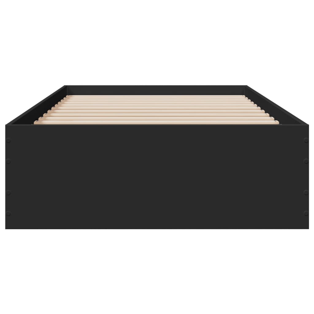 vidaXL Cadru de pat cu sertare, negru, 75x190 cm, lemn prelucrat