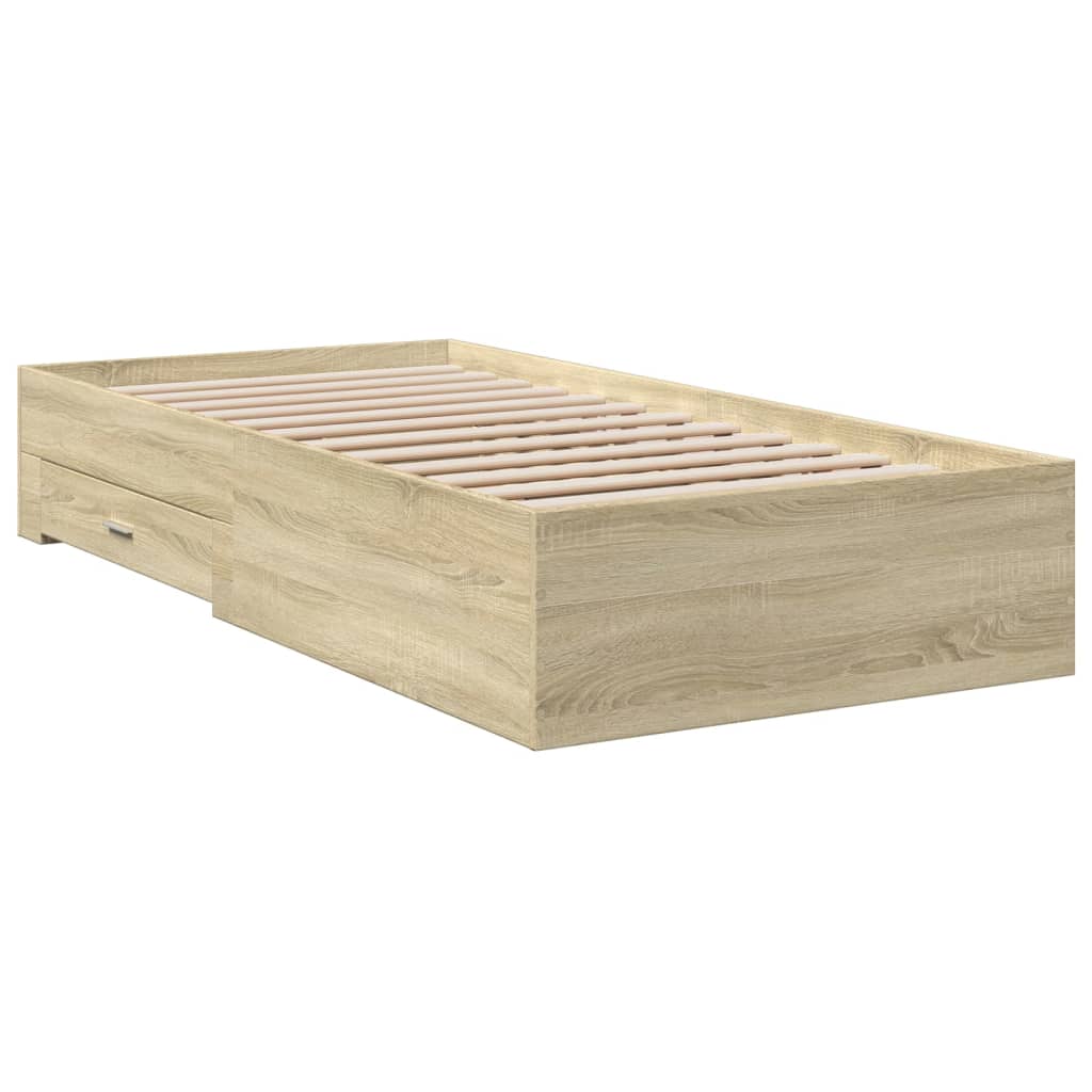 vidaXL Cadru de pat cu sertare stejar sonoma 75x190 cm lemn prelucrat