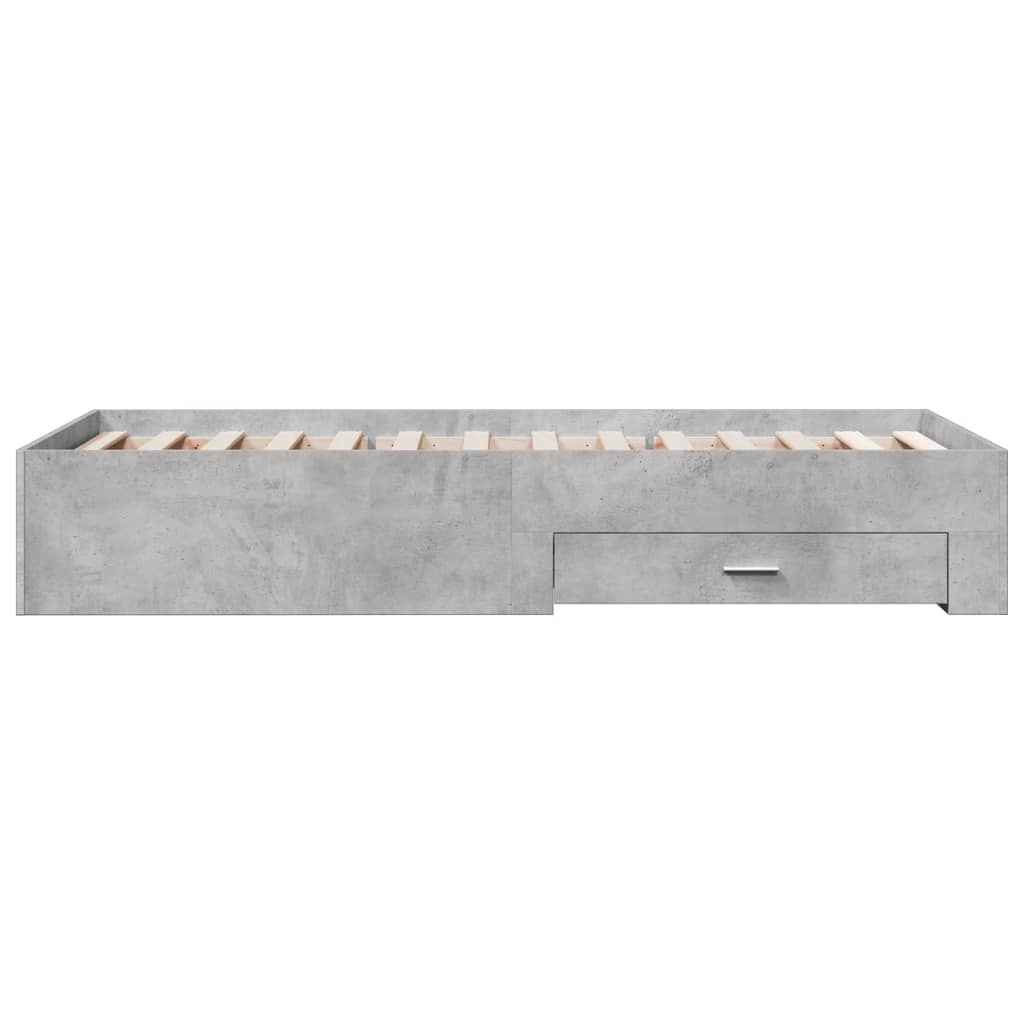 vidaXL Cadru de pat cu sertare, gri beton, 75x190 cm, lemn prelucrat vidaXL Cadru de pat cu sertare, gri beton, 75x190 cm, lemn prelucrat
