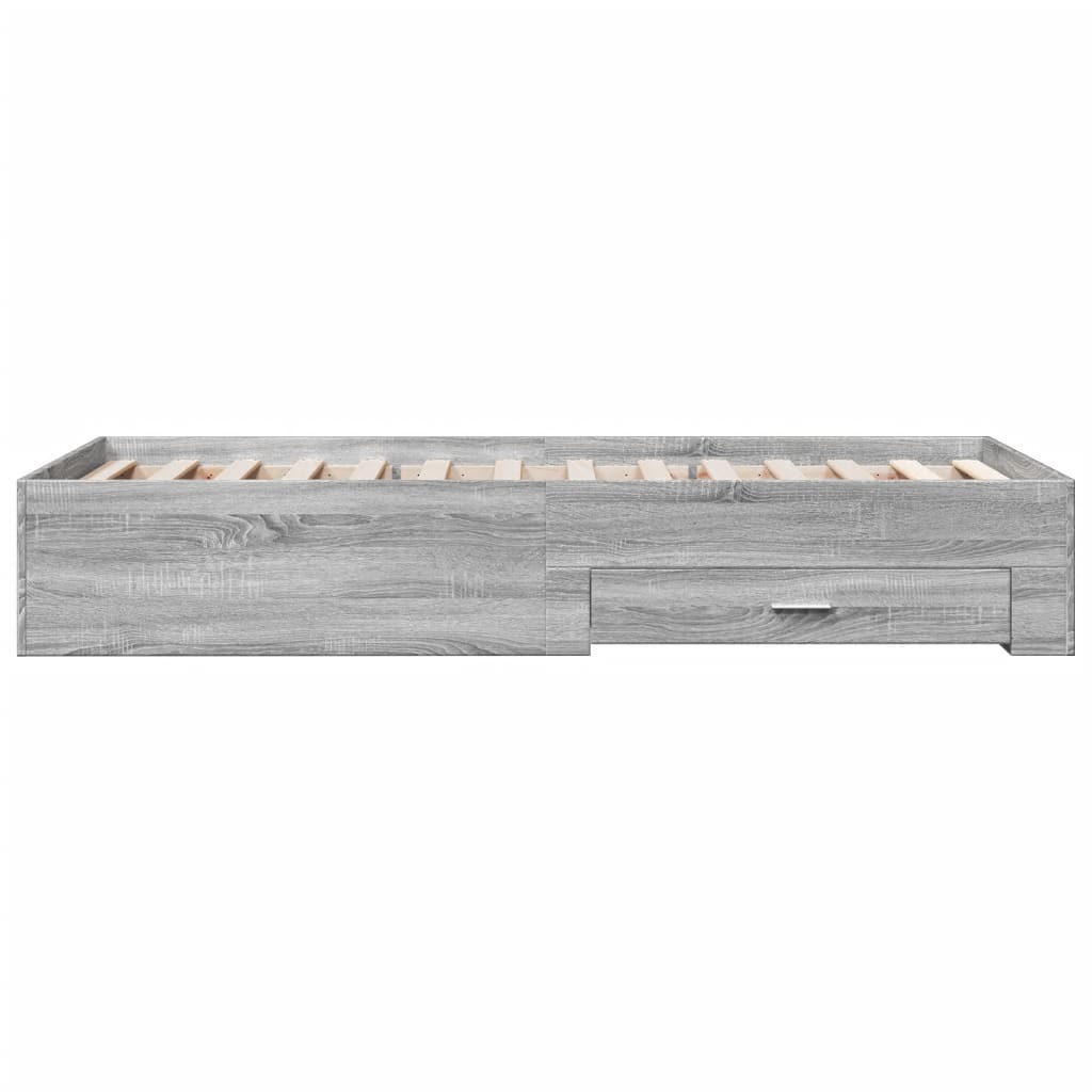 vidaXL Cadru de pat cu sertare gri sonoma 75x190 cm lemn prelucrat