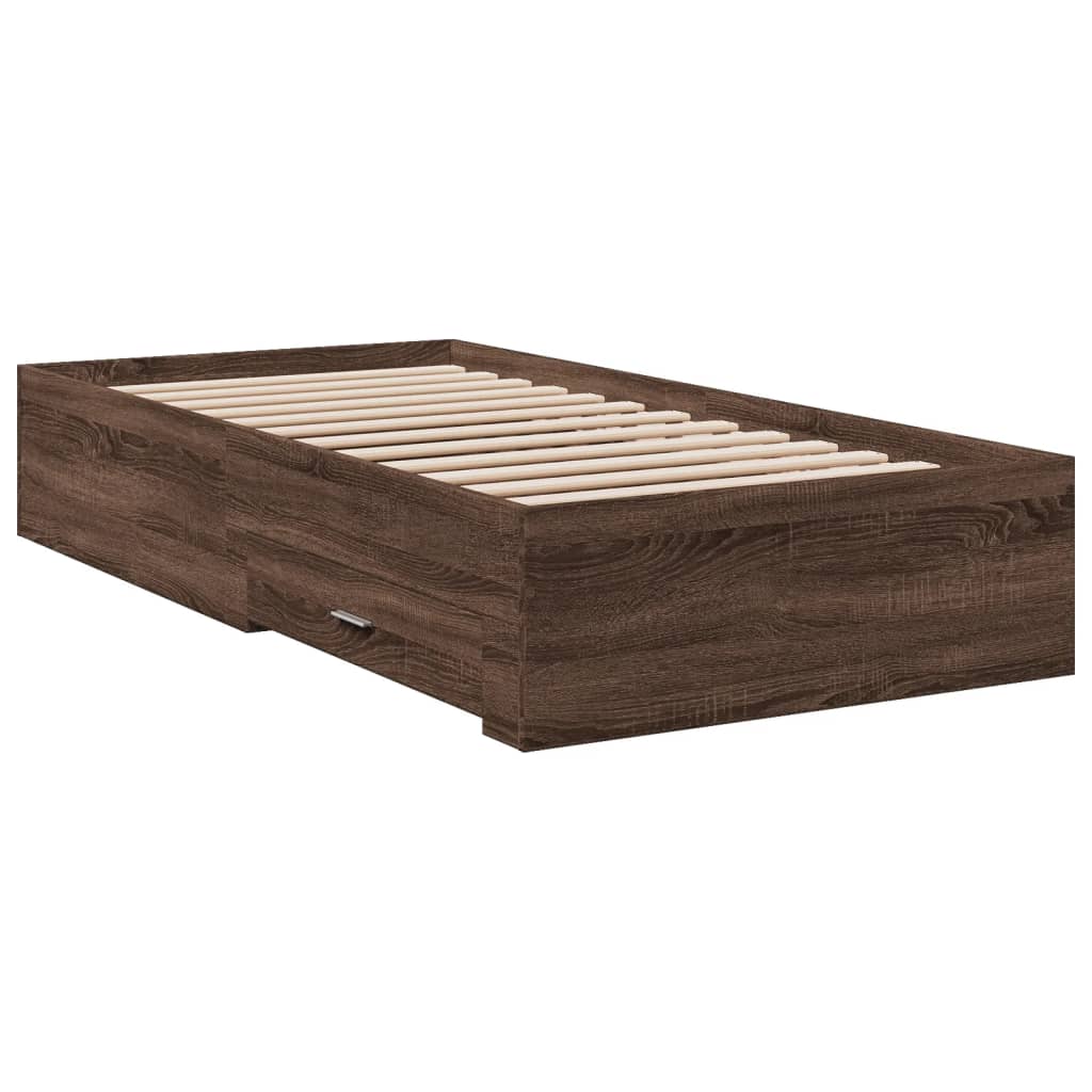 vidaXL Cadru de pat cu sertare stejar maro 75x190 cm lemn prelucrat
